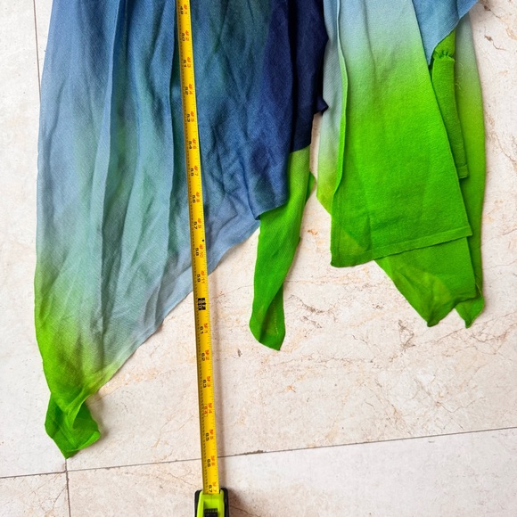 Ferragamo Silk Asymmetrical blue and Green Ombre Maxi Dress size M - Picture 15 of 16